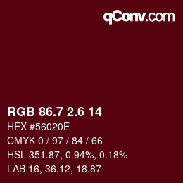 カラーコード: RGB 86.7 2.6 14 | qconv.com