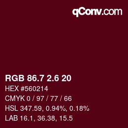 カラーコード: RGB 86.7 2.6 20 | qconv.com