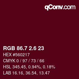カラーコード: RGB 86.7 2.6 23 | qconv.com