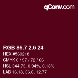 カラーコード: RGB 86.7 2.6 24 | qconv.com