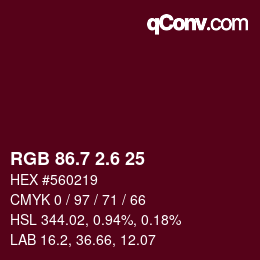 カラーコード: RGB 86.7 2.6 25 | qconv.com