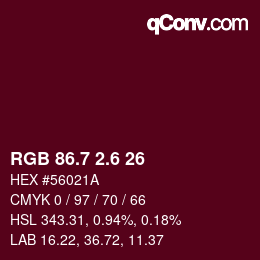 カラーコード: RGB 86.7 2.6 26 | qconv.com