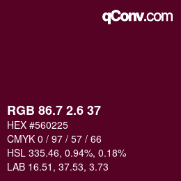 カラーコード: RGB 86.7 2.6 37 | qconv.com