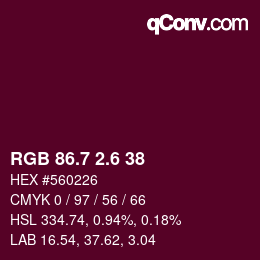 カラーコード: RGB 86.7 2.6 38 | qconv.com