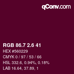 カラーコード: RGB 86.7 2.6 41 | qconv.com