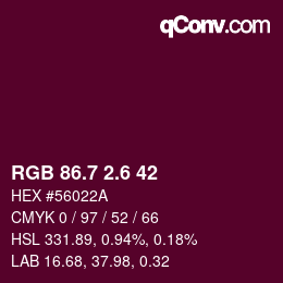 カラーコード: RGB 86.7 2.6 42 | qconv.com