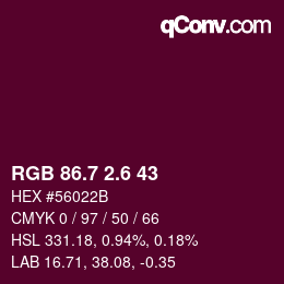 カラーコード: RGB 86.7 2.6 43 | qconv.com