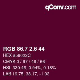 カラーコード: RGB 86.7 2.6 44 | qconv.com
