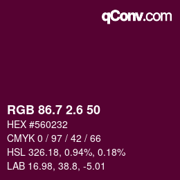 カラーコード: RGB 86.7 2.6 50 | qconv.com