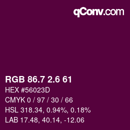 カラーコード: RGB 86.7 2.6 61 | qconv.com