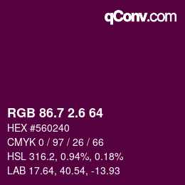 カラーコード: RGB 86.7 2.6 64 | qconv.com