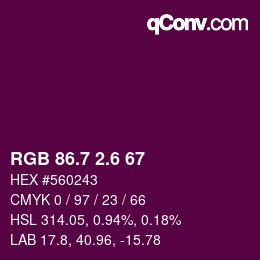 カラーコード: RGB 86.7 2.6 67 | qconv.com