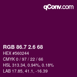 カラーコード: RGB 86.7 2.6 68 | qconv.com