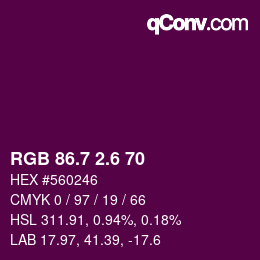 カラーコード: RGB 86.7 2.6 70 | qconv.com