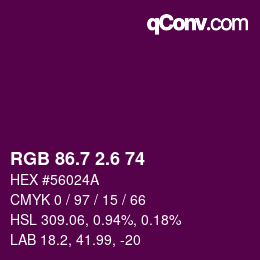 カラーコード: RGB 86.7 2.6 74 | qconv.com