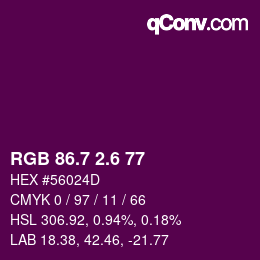 カラーコード: RGB 86.7 2.6 77 | qconv.com