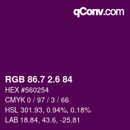 カラーコード: RGB 86.7 2.6 84 | qconv.com