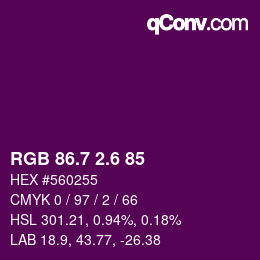 カラーコード: RGB 86.7 2.6 85 | qconv.com