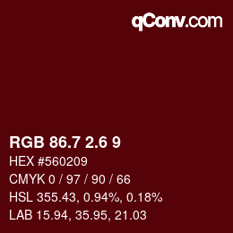 カラーコード: RGB 86.7 2.6 9 | qconv.com