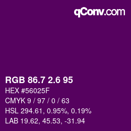 カラーコード: RGB 86.7 2.6 95 | qconv.com