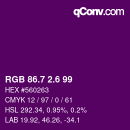 カラーコード: RGB 86.7 2.6 99 | qconv.com