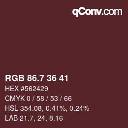 カラーコード: RGB 86.7 36 41 | qconv.com