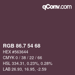 カラーコード: RGB 86.7 54 68 | qconv.com
