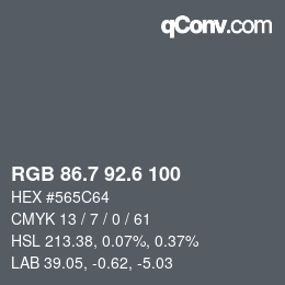 カラーコード: RGB 86.7 92.6 100 | qconv.com
