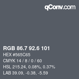 カラーコード: RGB 86.7 92.6 101 | qconv.com