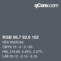 カラーコード: RGB 86.7 92.6 102 | qconv.com