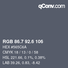 カラーコード: RGB 86.7 92.6 106 | qconv.com