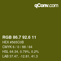 カラーコード: RGB 86.7 92.6 11 | qconv.com