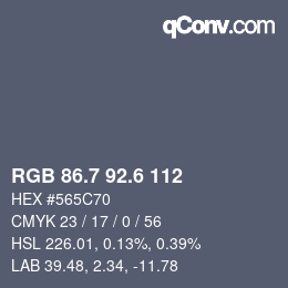 カラーコード: RGB 86.7 92.6 112 | qconv.com