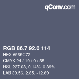 カラーコード: RGB 86.7 92.6 114 | qconv.com