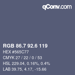 カラーコード: RGB 86.7 92.6 119 | qconv.com