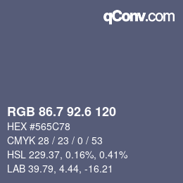 カラーコード: RGB 86.7 92.6 120 | qconv.com