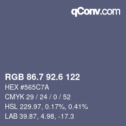 カラーコード: RGB 86.7 92.6 122 | qconv.com
