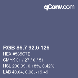 カラーコード: RGB 86.7 92.6 126 | qconv.com