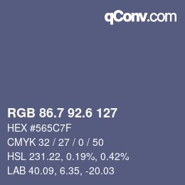カラーコード: RGB 86.7 92.6 127 | qconv.com