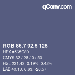 カラーコード: RGB 86.7 92.6 128 | qconv.com