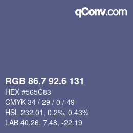 カラーコード: RGB 86.7 92.6 131 | qconv.com