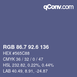 カラーコード: RGB 86.7 92.6 136 | qconv.com