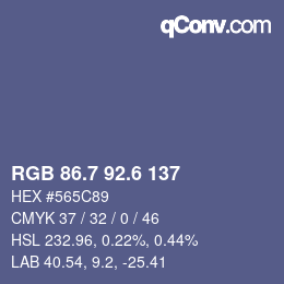 カラーコード: RGB 86.7 92.6 137 | qconv.com