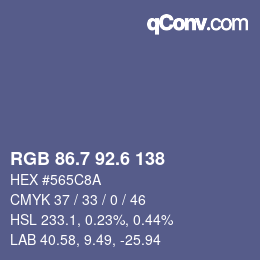 カラーコード: RGB 86.7 92.6 138 | qconv.com
