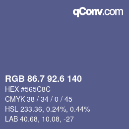 カラーコード: RGB 86.7 92.6 140 | qconv.com
