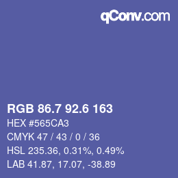カラーコード: RGB 86.7 92.6 163 | qconv.com