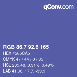 カラーコード: RGB 86.7 92.6 165 | qconv.com