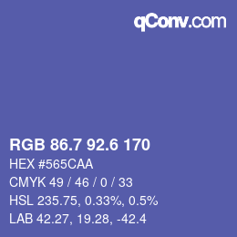 カラーコード: RGB 86.7 92.6 170 | qconv.com