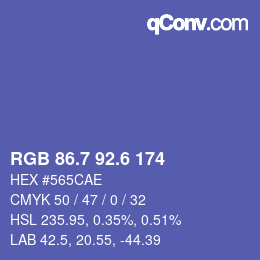 カラーコード: RGB 86.7 92.6 174 | qconv.com