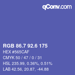 カラーコード: RGB 86.7 92.6 175 | qconv.com